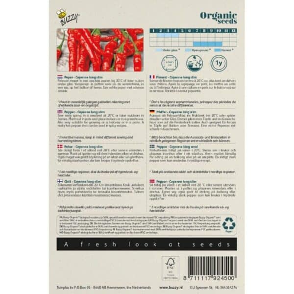 Buzzy Organic Peper Cayenne Long Slim BIO